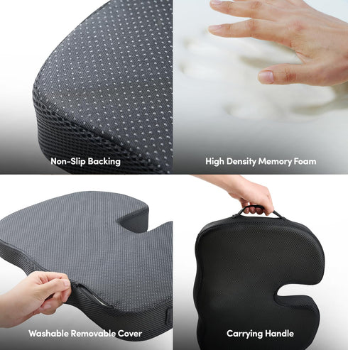 Tailbone Office Chair Cushion Seat Cushion for Long Sitting Ergonomic CertiPUR-US Memory Foam Non Slip Seat Pad