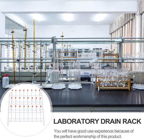 TEHAUX Metal Test Tube Drying Rack, White, 30x30cm, Portable Lab Drying Equipment for School Laboratory Utensil