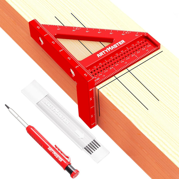 3.8" Mini 3D Multi-Angle Measuring Square Ruler, WT102A High Precision Woodworking Tool, Aluminum Alloy Carpenter Square