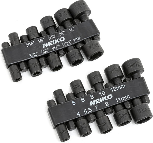 NEIKO 10068A 20 Piece Nut Driver Set for Impact Drill, 1/4 Hex Small Nut Driver Bits