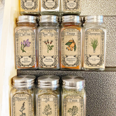 72Pcs Jars(herb72) Herb Stickers Lables for Jars Vintage Spice Apothecary Herb Spice Labels Stickers Spices Sticker