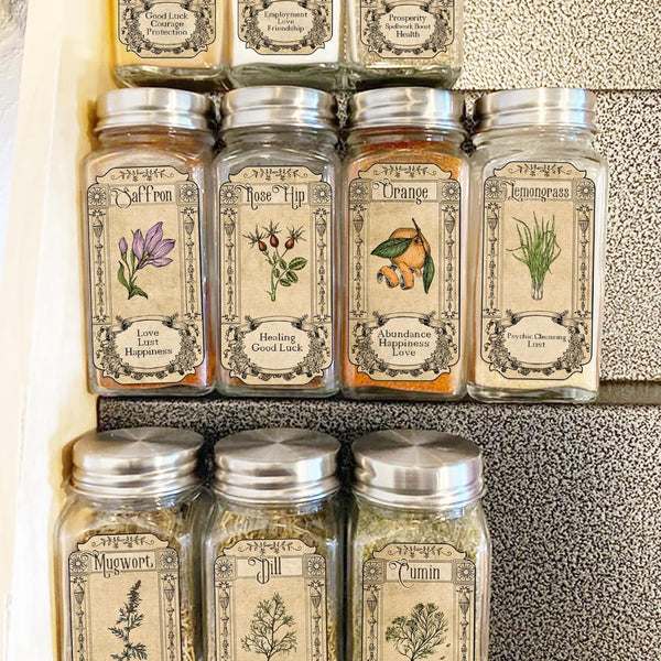 72Pcs Jars(herb72) Herb Stickers Lables for Jars Vintage Spice Apothecary Herb Spice Labels Stickers Spices Sticker
