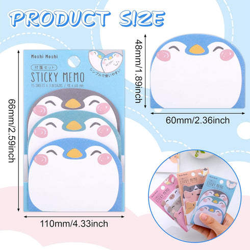 Cute Sticky Notes, 6 Pack 270 Sheets Kawaii Cartoon Animal Sticky Notes, Mini Cartoon Notes Animals Shape Markers Flags Self-Stick Memo Pads for School Home Office by JIANTA