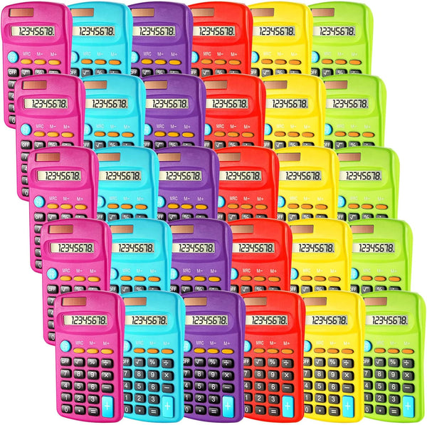 Pocket Size Calculator, 8 Digit Display, Solar Battery Mini Calculator for Home and School, 6 Colors