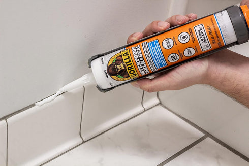 Gorilla Waterproof Caulk & Seal, 100% Silicone Sealant, All Purpose, White, 10oz Cartridge, Pack of 2