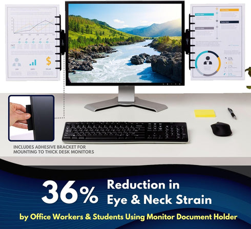 Note Tower Monitor Document Paper Holder, Portable Copy Holder for Desk, Reduces Eye & Neck Strain