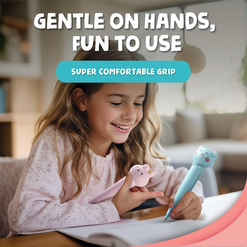 BUNMO Cute Pens - Squishy Fun Pens with Soft Grip & 6 Colorful Refills - Gifts for Tweens (3 Pack)