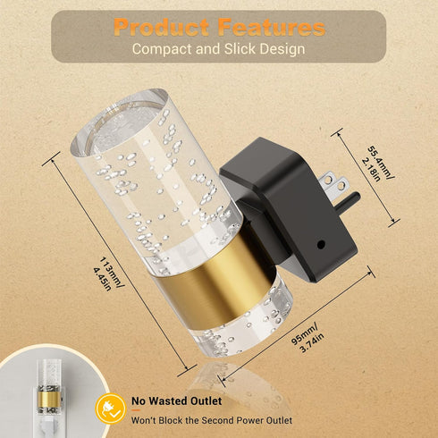 Wall,2 Pack 3000K Dimmable JandCase Night Light, Night Lights Plug into LED Night Light with Adjustable Brightness