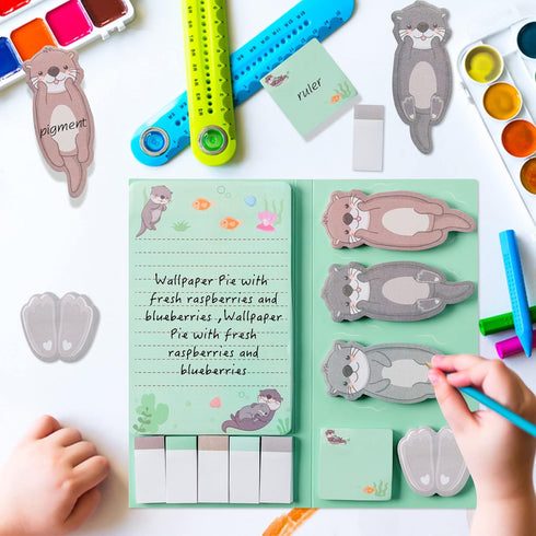 I Just Really Like Otters Sticky Notes Set, 550 Sheets, Cute Cartoon Otters for Back to School Supplies