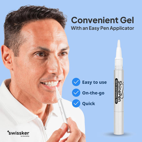 Swissker by Swissklip ShinePen Teeth Whitening Pen, Instant Results Whitening Pen, Enamel-Safe with Peppermint Flavor