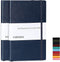 Lined Journal Notebook, Dark Blue Leather, 2 Pack, 8.3 x 5.7, Large College Ruled, 192 Pages, Hardcover Notebooks