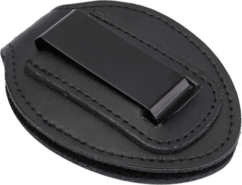 Cedilis 2 Pack Police Badge Holder with Metal Clip, PU Leather, Free Neck Chain, Oval, Black