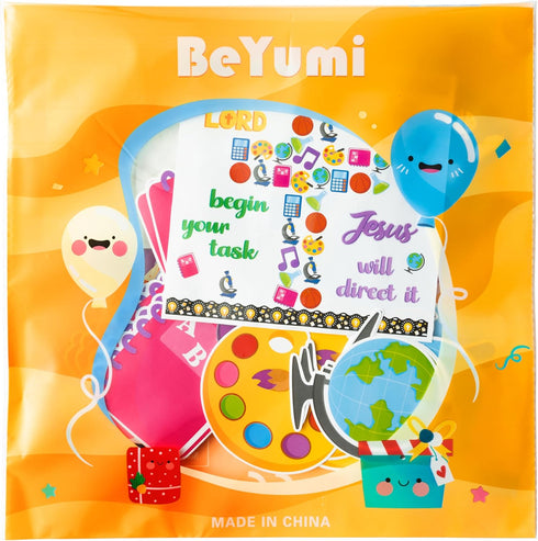 BeYumi Christian Bulletin Board - 88Pcs Back to School Decor with Jesus Cross Cutouts, Faith Border Trim