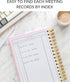 Lamare A5 Meeting Notebook for Work Organization, 220 Pages, Note Taking Planner for 100+ Meetings, 8.5x6”