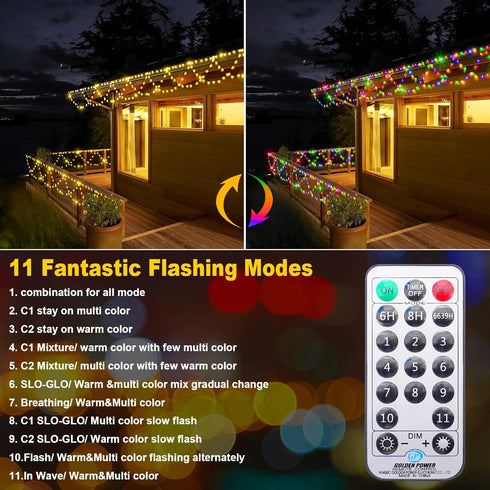 380LED 40FT 11 KAZOKU Christmas Light Outdoor Waterproof Fairy String Lights Extendable Half-Round Christmas Lights