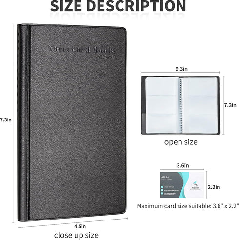 Business Card Holder for 240 Cards, Portable Organizer for Men & Women, Professional Business Cards Book, Black