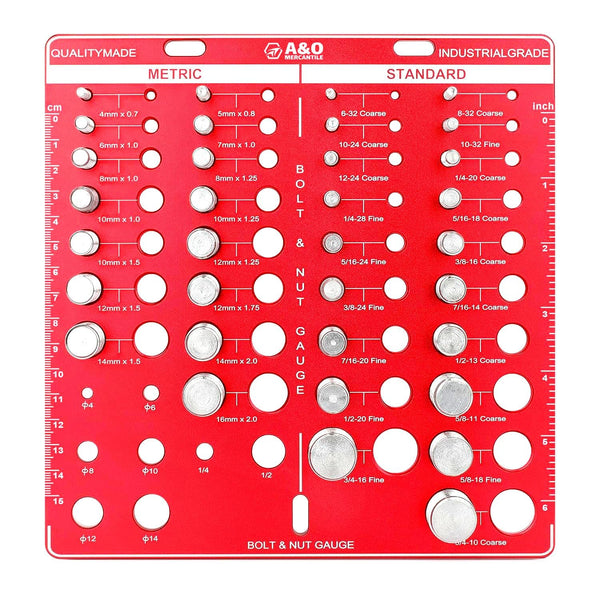 A&O Mercantile Ultimate 34 Nut and Bolt Thread Checker, Bolt and Nut Identifier Gauge for Professionals & DIY