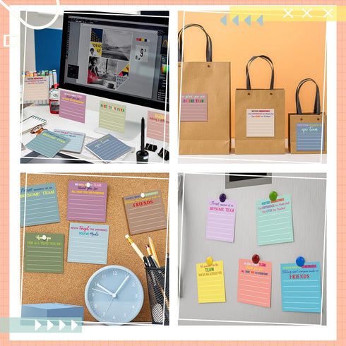 Yinder 24 Pcs Inspirational Sticky Notes with Lines, Cute Motivational Sticky Note Pad for Coworkers Nurse Office