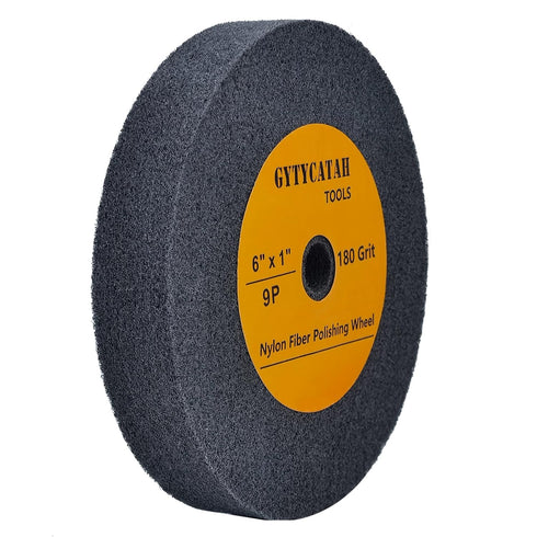 GYTYCATAH Deburring Wheel, Nylon Fiber Polishing Wheel, 6" x 1" Thickness, 180 Grit, for Bench Buffing Grinder