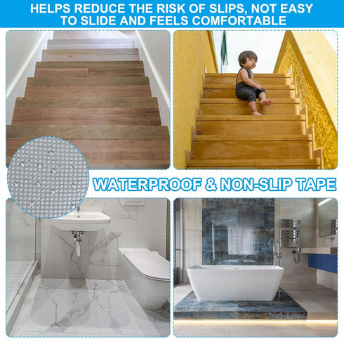 PATIKIL 2" x 16 FT Non-Slip Tape, 2 Pack Waterproof Anti-Slip Stair Stickers for Tubs, Bathroom, Boat