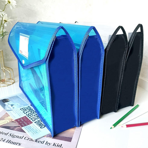 YoeeJob Plastic File Folders Legal Size 2 Pcs - Expandable Document Folder with Snap Button Closure, Blue
