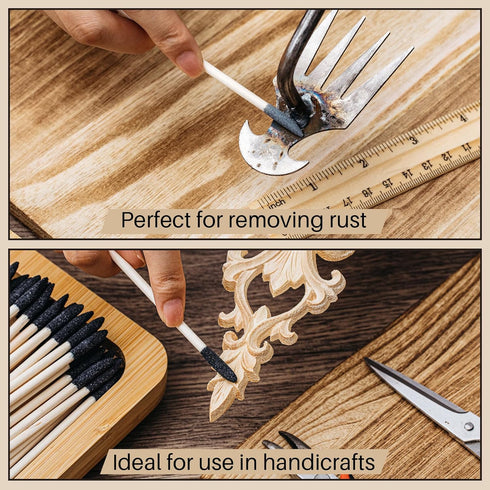 60 Pcs Sanding Sticks Double End Matchsticks, Fine Detailing Polishing Sticks for Plastic Models Wood Hobby, 120/280