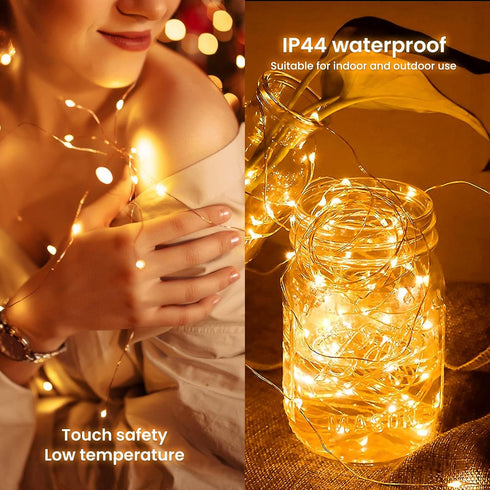 200 10Ft 8 Dailyart Fairy Lights Plug in, Led Twinkle String Light with Remote Modes Warm Cluster Lights with Timer