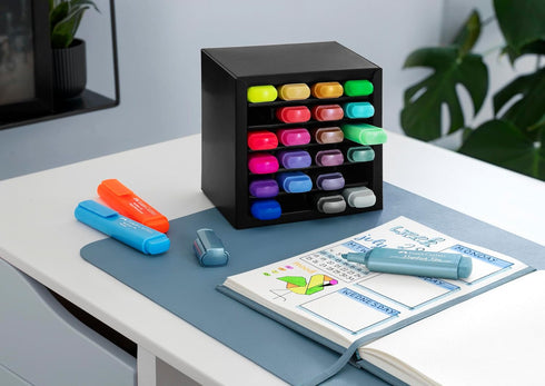 Set 24 Set Faber-Castell Highlighter Desk - Assortment of Chisel Tip Markers, Metallic, Neon, and Pastel - Thin No