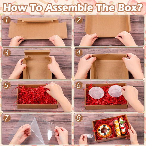 30 Sets of Cookie Boxes, 9.5x5.9x1.8 Inches Bakery Boxes with Clear Lids for Pastries, Macaron, Strawberries