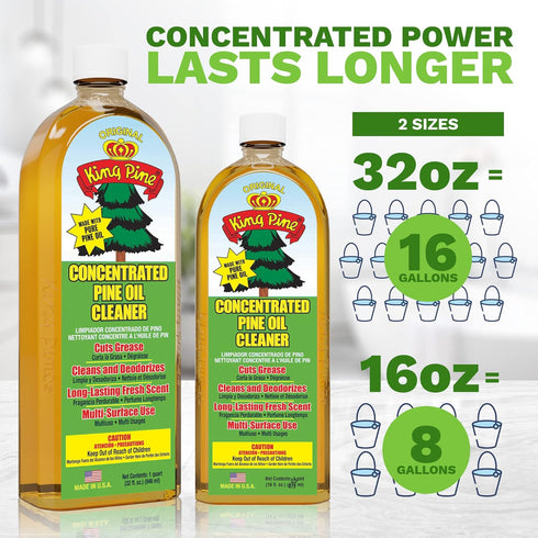 King Pine 16 Oz Concentrated Pine Oil Multi-Surface Cleaner Industrial Strength, Gold, Fl