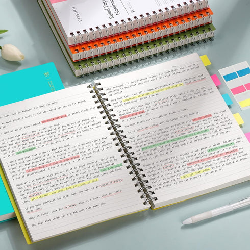 EMSHOI A4 Spiral Notebook - College Ruled, 300 Pages, 11.2" x 8.27", Waterproof Softcover with Sticky Notes (Pink)
