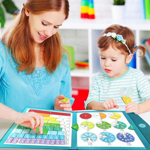 TDBFD Magnetic Fraction Educational Puzzle Fraction Tiles and Circles, Equip Magnetic Score Disk Demonstrator,Math