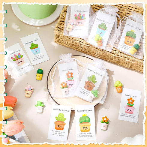 Commendable Favors(100 Set) Chunful Employee Appreciation Gift Bulk for Coworkers Resin Flower Pot Pun Inspirational