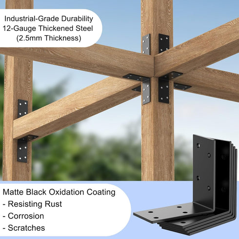 GZQIUYI 3x3 Inch 90 25 Pack Corner Bracket, Heavy Duty Galvanized L Brackets, Angle Corner Braces for Deck Posts, Wood
