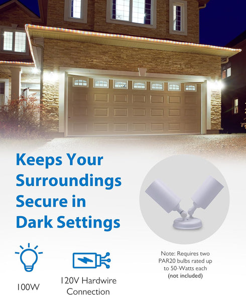 100W, 120V, Outdoor Flood Light Fixture - Spot Lights Outdoor Security Light Fixture, Adjustable Double Cylinder Head