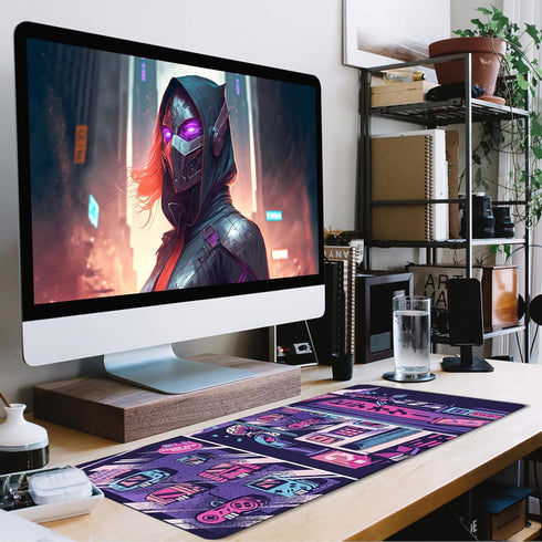 Large Japanese Comic Gaming Mouse Pad, Stitched Edges, Non-Slip Rubber Base, Waterproof (31.5X15.7 Inch)