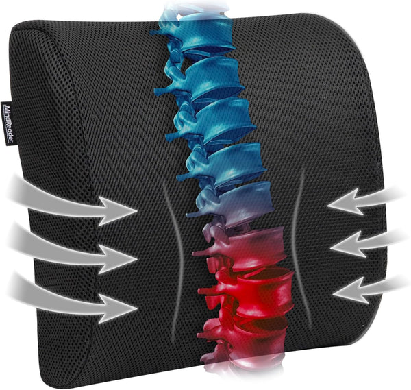 Mind Reader Lumbar Support Cushion with Air-Cloud Memory Foam, Ergonomic Lower Back