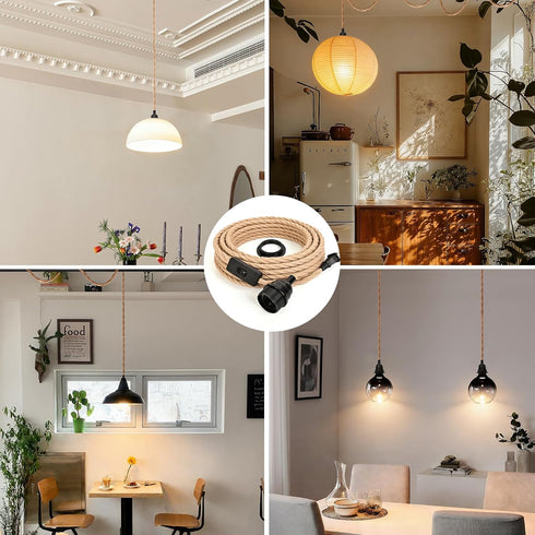 eopriod 15ft E26 E27 Bulb Hanging Lamp Kit with On/Off Switch, Plug in Pendant Light Kit for Home Lighting, Lamp Cord
