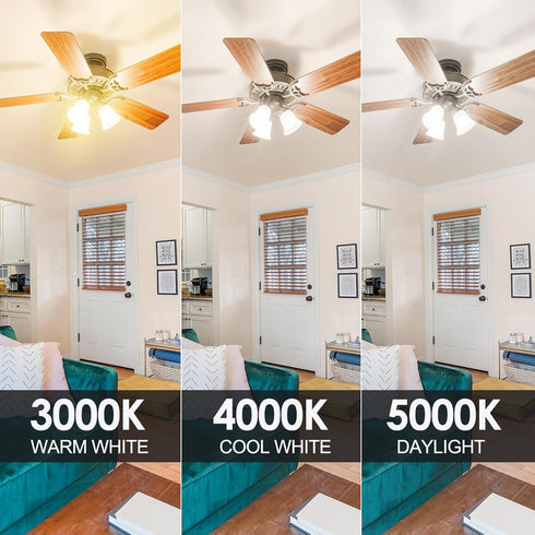 Energetic Lighting LED A15 Ceiling Fan Bulbs, 40 Watt Equivalent, 4000K Cool White, Dimmable, E26 Base, UL Listed, 6
