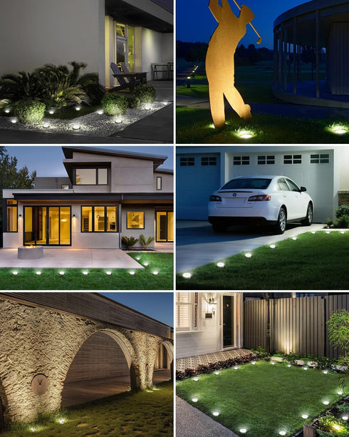 2 Pack 8 IP65 btfarm Solar Lights Outdoor, LED Solar Ground Lights Waterproof Flat Solar Disc Light, Pathway Lights