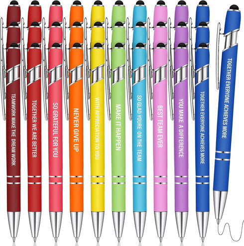 Employee Appreciation Pens, Metal Inspirational Ballpoint Pen with Soft Coated Greeting Quote for Events, Parties, More
