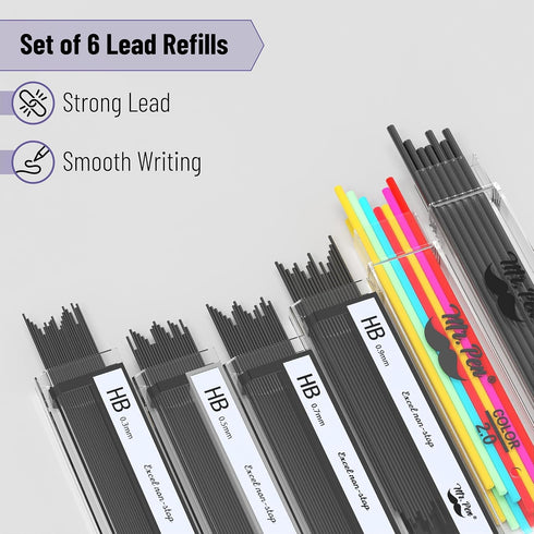Mr. Pen Metal Mechanical Pencil Set - 5 Sizes in Leather Case for Sketching, Drafting, Mechanical Pencils