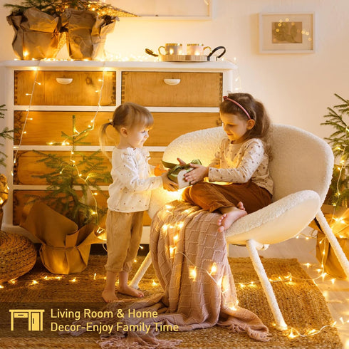 JMEXSUSS 200 LED Warm White Christmas Lights, 66 Ft Twinkle Fairy Indoor String Lights for Bedroom, Wedding