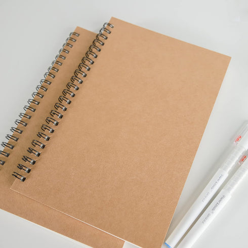 TWONE Notebook, College Ruled Spiral Notebook, Kraft Brown Soft Cover, 100 Pages, 50 Sheets, 5-1/2x8-1/4 Inches, 5