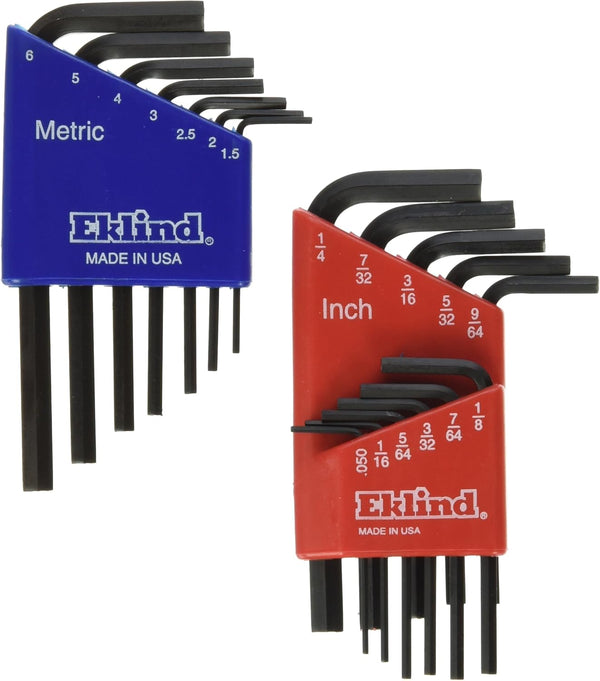 Eklind 10518 18pc Hex Key Set, Metric & Standard, Short