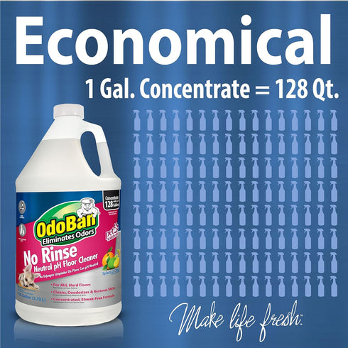 3 OdoBan Pet Solutions No Rinse Neutral pH Floor Cleaner Concentrate, Made in the USA, Splash O' Citrus Scent, Gallons