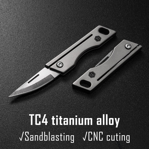 KeyUnity KK06 Mini EDC Pocket Knife, Small Titanium Folding Knife with Keychain Hole