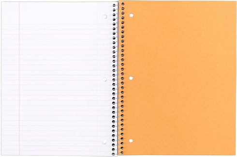 Mead 3 Subject Spiral Notebooks, Wide Ruled, 120 Sheets, 10-1/2" x 7-1/2", Red, Green, Blue, 3 Pack