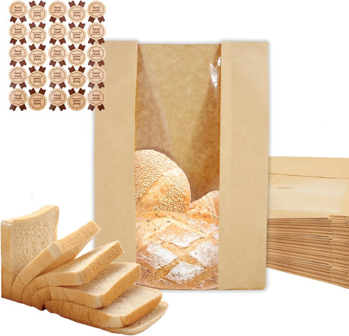 50 Sourdough Bread Bags For Homemade Loaf Kraft Brown Paper Bread Bags