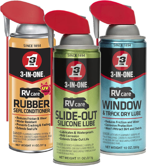 3-IN-ONE RV Care Trio Pack Includes Slide Out Lube 11 oz, Window